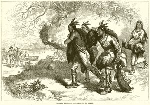 Indianere, der bringer Beaver-Skins til flåden af English School