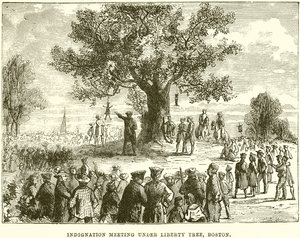 Indignationsmøde under Liberty Tree, Boston af English School
