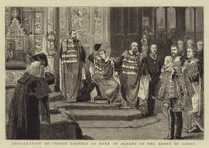 Indsættelse af prins Leopold som hertug af Albany i overhuset (gravering) af English School