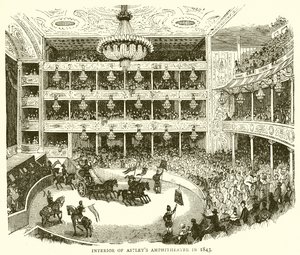 Interiør af Astleys Amphitheatre i 1843 af English School