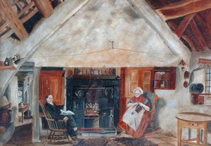 Interiør af Cruck Cottage, muligvis Shipley Glen af English School