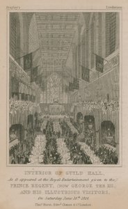 Interiør af Guildhall, London, som det så ud på Royal Entertainment givet til Prince Regent af English School