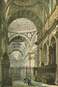 Interiør af St Pauls Cathedral, London af English School