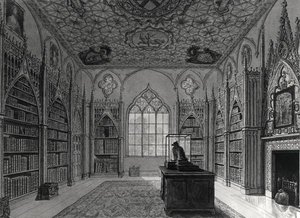 Interiør af Strawberry Hill (litho) sort/hvid foto) af English School