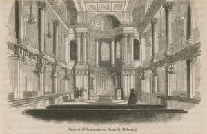 Interiør af synagogen i Great St Helens, London af English School