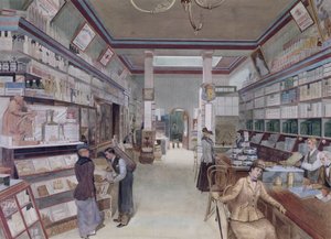Interiør af en butik i London, slutningen af det 19. århundrede (wc på papir)