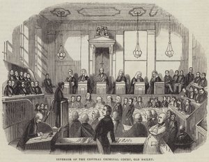 Interiør af Central Criminal Court, Old Bailey (gravering) af English School