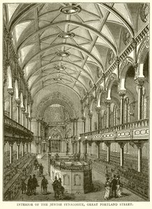 Interiør af den jødiske synagoge, Great Portland Street af English School
