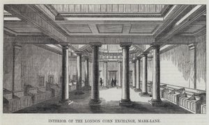 Interiør af London Corn Exchange, Mark-Lane (gravering) af English School