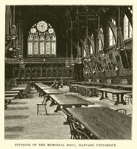 Interiør af Memorial Hall, Harvard University af English School