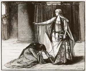 Interview mellem kejserinde Matilda og dronning Maud, illustration fra Cassells Illustrated History of England (sepia foto) af English School