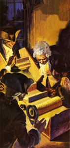 Ubudne gæster undersøger Eli Whitneys bomuldsgin af English School