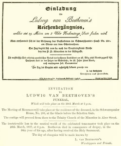 Invitation til Beethovens begravelse af English School