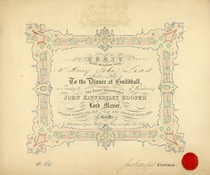 Invitation til en banket i Guildhall, London, den 9. november 1847 af English School