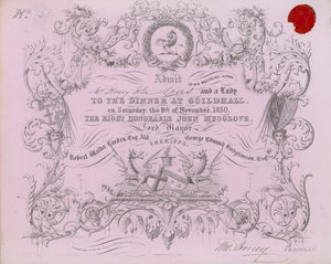 Invitation til en banket i Guildhall, London, den 9. november 1850 af English School