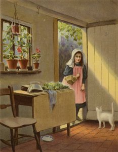 Er der nogen hjemme? (chromolitho) af English School