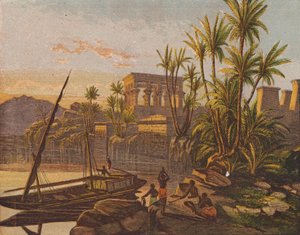 Øen Philae, Egypten (farvelitografi) af English School