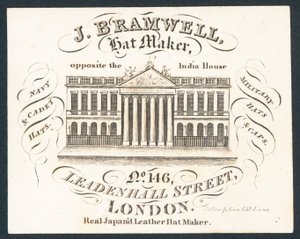 J Bramwell, hattemager, handelskort af English School