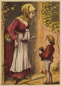 Jack And The Beanstalk (farvet gravering) af English School