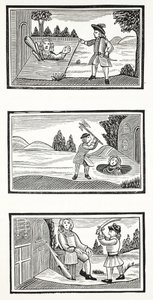 Jack and the Giants, illustration fra Chap-books of the Eighteenth Century af John Ashton, pub. 1882 af English School