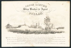 Jacob Lietke, skibsmægler og agent, handelskort af English School