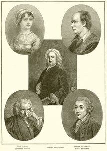 Jane Austen, Laurence Stern, Samuel Richardson, Oliver Goldsmith, Tobias Smollett af English School