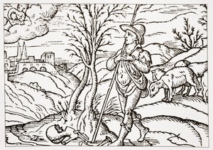 januar fra Spensers The Shepherds Calendar, 1579 af English School
