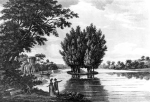 Jean-Jacques Rousseau (1712-78) grav i Ermenonville, fra A Sporting Tour Through France in a Series of Letters to the Earl of Darlington af oberst Thomas Thornton, udgivet 1806 (bw foto) af English School
