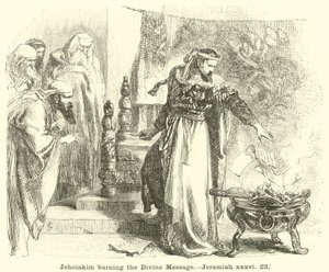 Jojakim brænder det guddommelige budskab, Jeremias, xxxvi, 23 af English School