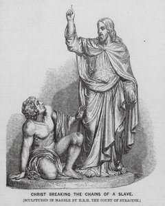 Jesus Kristus bryder en slaves lænker (gravering) af English School