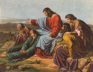 Jesus Kristus græder over Jerusalem (farvelitografi) af English School