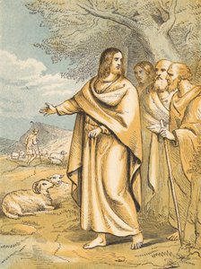 Jesus den gode hyrde (farvet indgravering) af English School