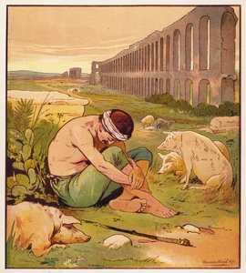Jesu lignelser: Den fortabte søn (farve litho) af English School