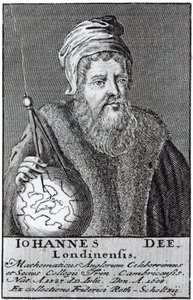John Dee (1527-1608) en Londoner (gravering) (bundw foto) af English School