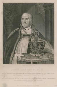 John Ireland, der holdt kronen ved kroningen af Hans Majestæt Kong George IV af English School