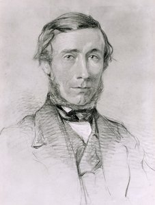 John Tyndall (1820-93) (kul forhøjet med hvidt på papir) af English School