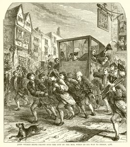 John Wilkes bliver trukket ind i byen af pøbelen, da han var på vej til fængsel, 1768 af English School