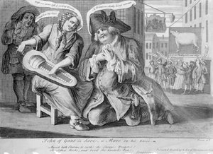 John of Gant in Love, eller Mars på knæ, 1749 af English School