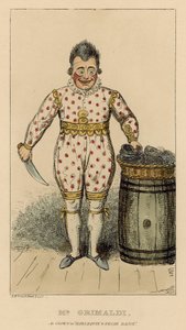 Joseph Grimaldi som klovn i Harlequin and Friar Bacon af English School