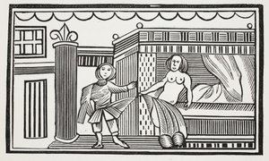 Joseph und seine Herrin, Illustration aus Chap-books of the Eighteenth Century von John Ashton, veröffentlicht 1882 von English School