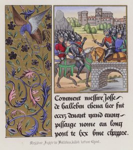 Josse de Haluin dræbt før Gent (farvet gravering) af English School