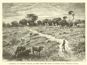 Kagehyi, an Uchambi Village, as seen from the edge of Spekes Gulf, Victoria Nyanza  af English School