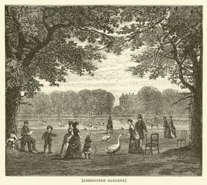 Kensington Gardens (engraving) af English School