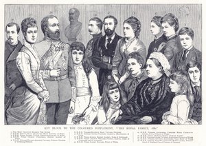 Nøgleblok til det farvede supplement, Kongefamilien, 1880 af English School