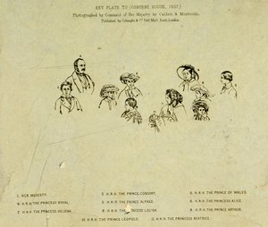 Nøgleplade til portræt af den kongelige familie i Osborne House, 1857 (se 190050) af English School