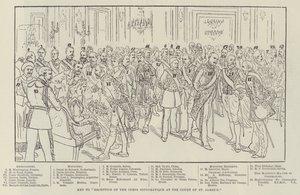 Nøgle til "Reception of the Corps Diplomatique ved Court of St James