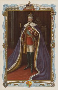 Kong Edward VII i kroningsdragt (farvelitografi) af English School