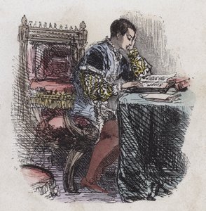King Edward VI læsning (farvet gravering) af English School