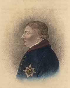 Kong George III, fra en skitse taget i Windsor under hans sygdom (farvet indgravering) af English School