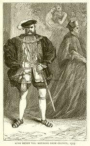 Kong Henrik VIII trækker sig tilbage fra rådet, 1515 af English School